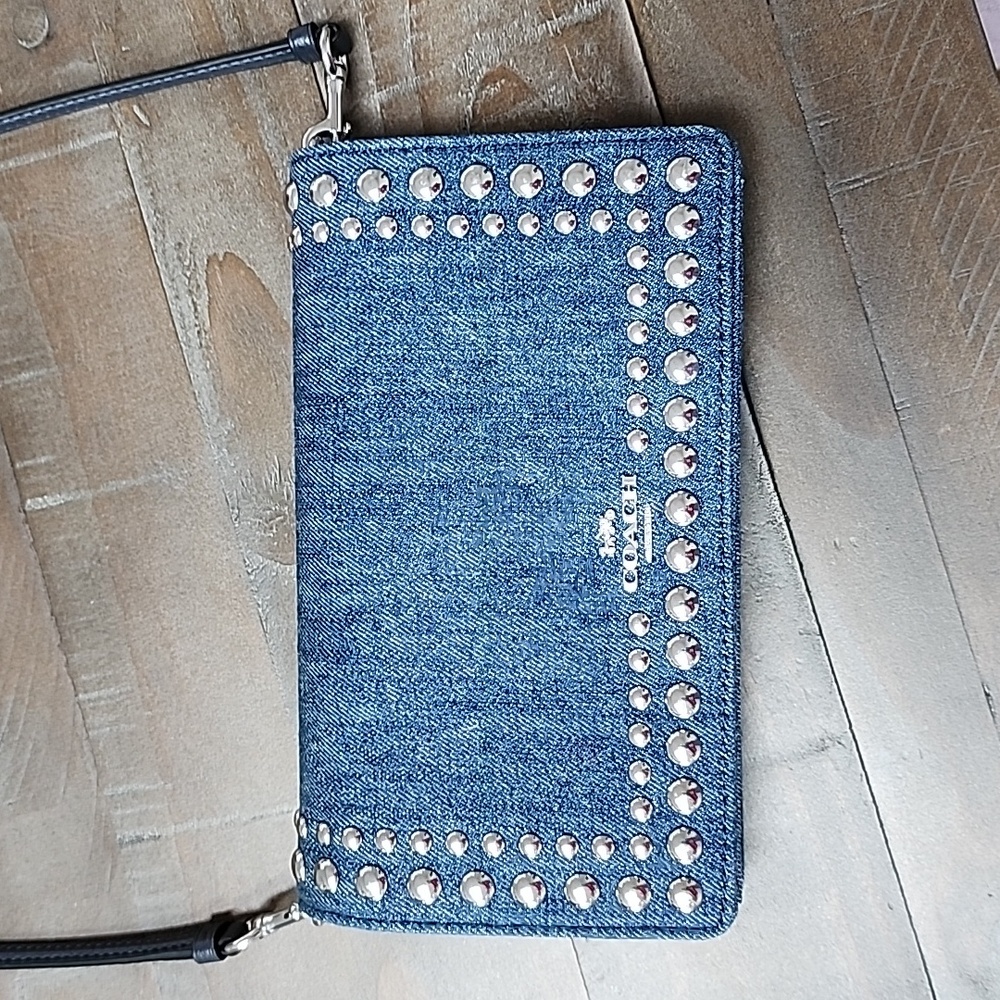 Coach Denim Studded Crossbody